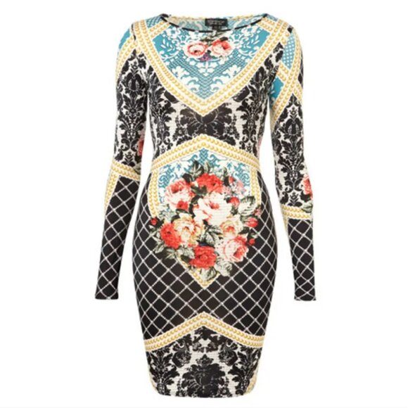 Topshop Baroque Print Tapestry Bodycon Dress ASO Effy Stonem - Picture 3 of 10